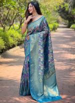 Kanchipattu Silk Sky Blue Festival Wear Weaving Saree